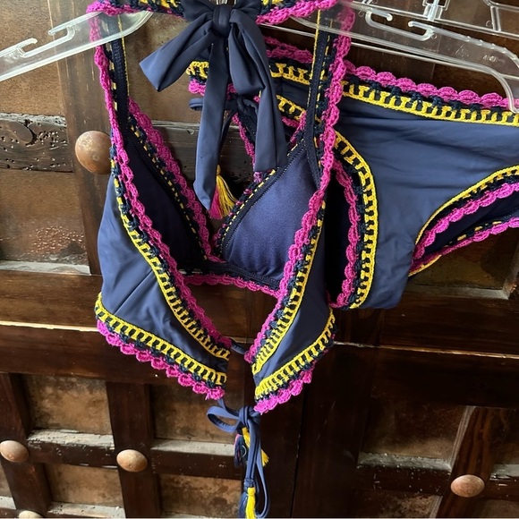 BECCA Navy Bikini with Pink and Yellow Accents - Picture 4 of 8